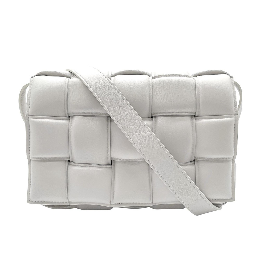 BOTTEGA VENETA Padded Cassette Shoulder Bag Maxi Intrecciato Leather White